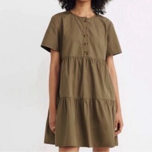Madewell Khaki Button-Front Mini Dress